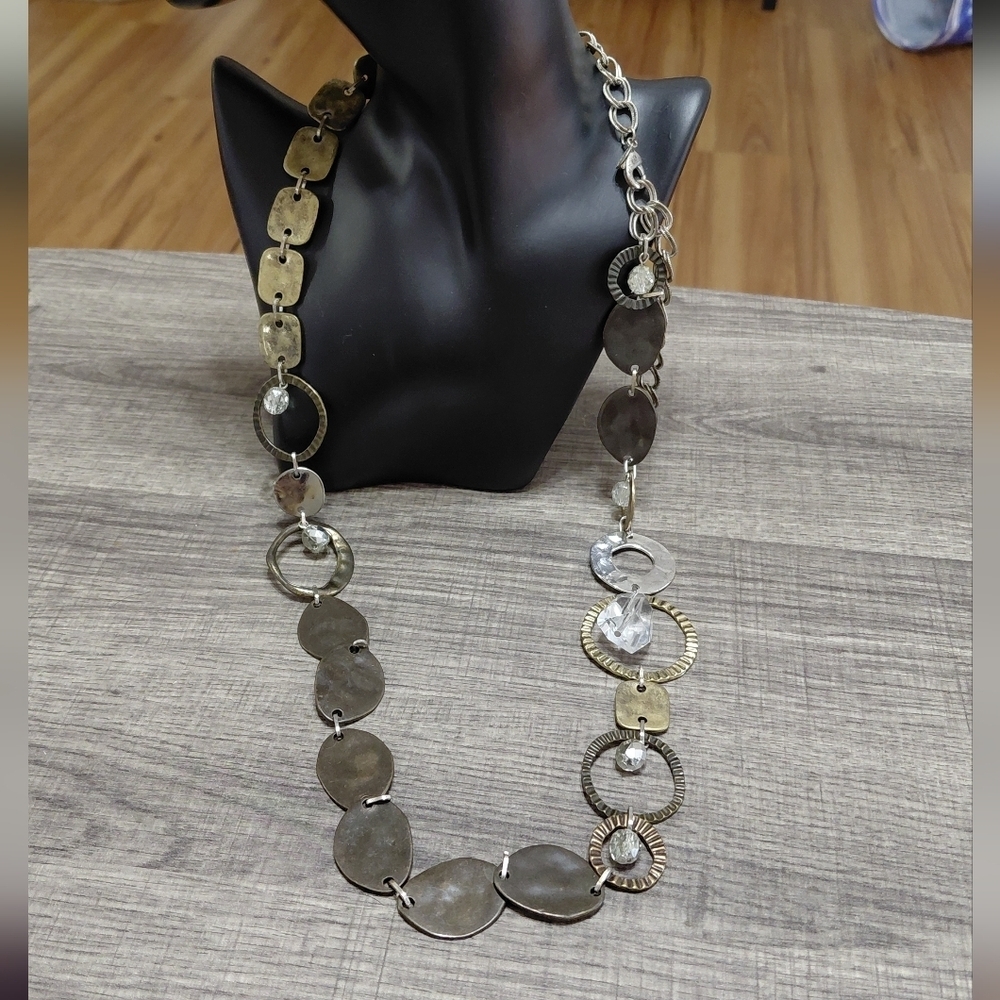 Chico's Mixed Metal Necklace with Clear Accents - Picture 1 of 5